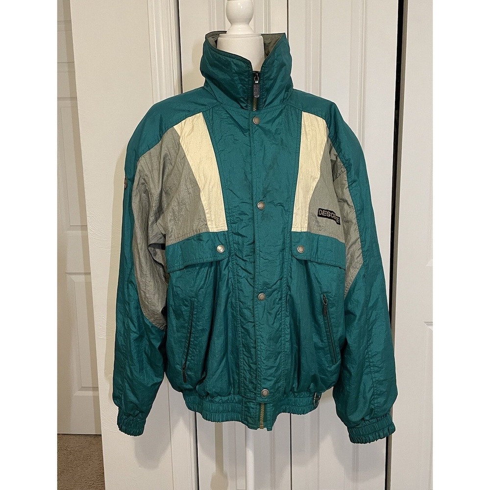 Vintage Descente Jacket  Full Zip Mens X-Large Teal Shiny Ski Snow Vintage 90's